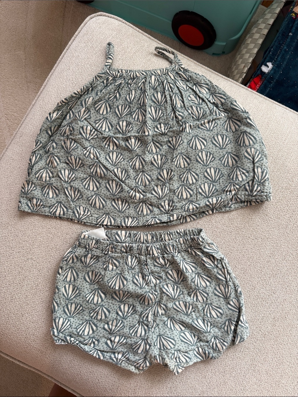 H&M Light Green Shell-Print Kids Matching Set